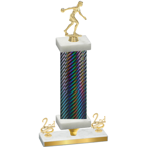 Premium Single Black Carbon Fiber Second Place Bowling Trophy