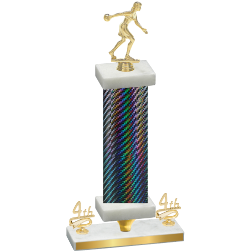 Premium Single Black Carbon Fiber Fourth Place Bowling Trophy