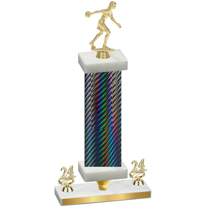 Premium Single Black Carbon Fiber Year Bowling Trophy