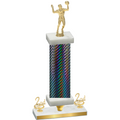 Premium Single Black Carbon Fiber Second Place Volleyball Trophy