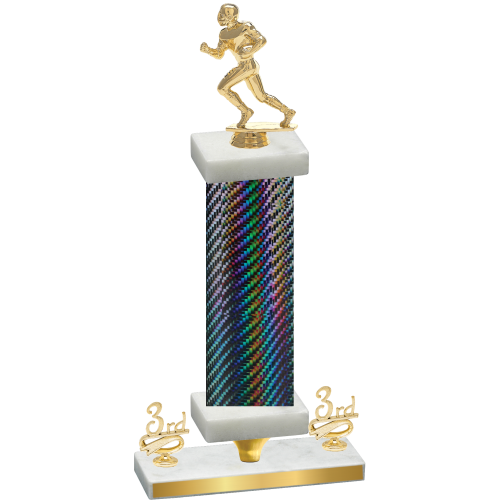 Premium Single Black Carbon Fiber Third Place Football Trophy