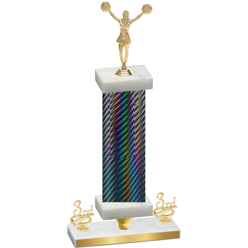 Premium Single Black Carbon Fiber Third Place Cheerleading Trophy