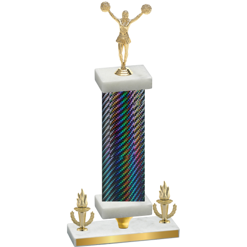 Premium Single Black Carbon Fiber Victory Cheerleading Trophy