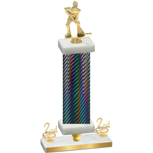 Premium Single Black Carbon Fiber Second Place Hockey Trophy
