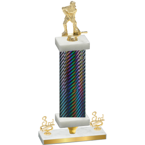 Premium Single Black Carbon Fiber Third Place Hockey Trophy