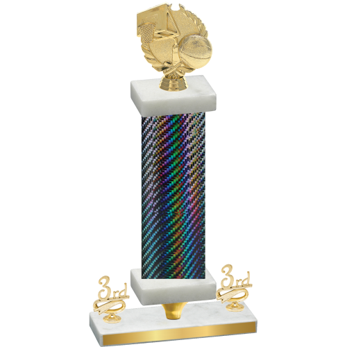 Premium Single Black Carbon Fiber Third Place Basketball Trophy