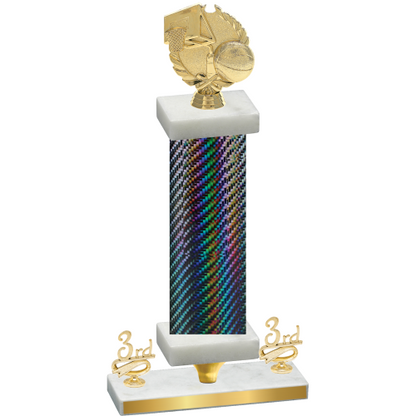Premium Single Black Carbon Fiber Third Place Basketball Trophy