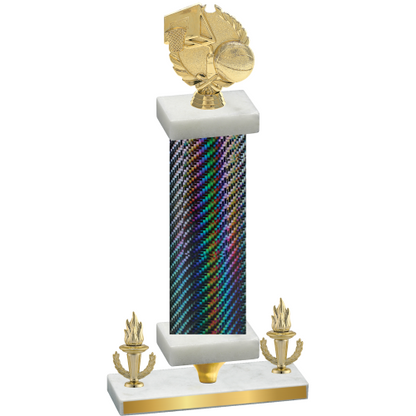 Premium Single Black Carbon Fiber Victory Basketball Trophy