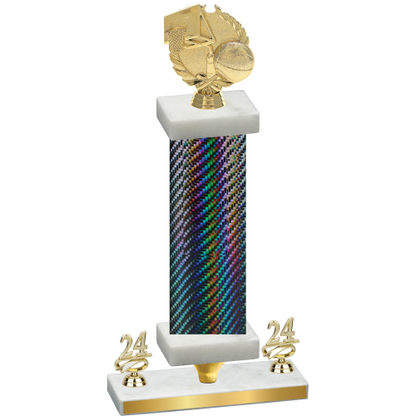 Premium Single Black Carbon Fiber Year Basketball Trophy