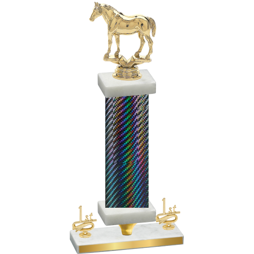 Premium Single Black Carbon Fiber First Place Horses Trophy