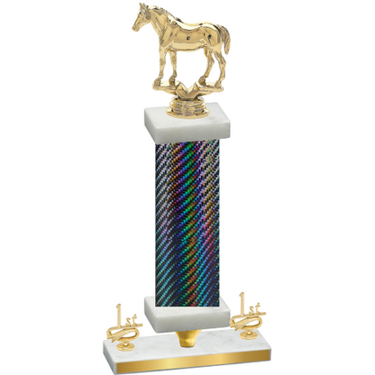 Premium Single Black Carbon Fiber First Place Horses Trophy