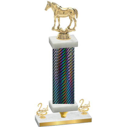 Premium Single Black Carbon Fiber Second Place Horses Trophy