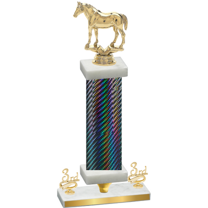 Premium Single Black Carbon Fiber Third Place Horses Trophy