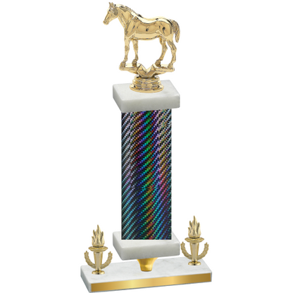 Premium Single Black Carbon Fiber Victory Horses Trophy