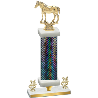 Premium Single Black Carbon Fiber Year Horses Trophy