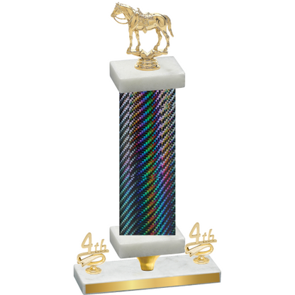 Premium Single Black Carbon Fiber Fourth Place Horses Trophy