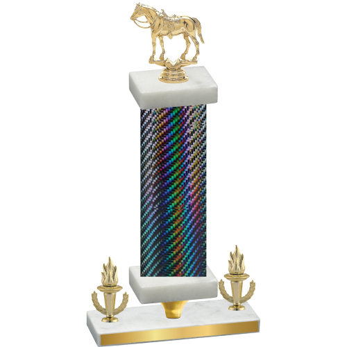 Premium Single Black Carbon Fiber Victory Horses Trophy