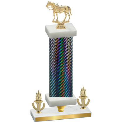 Premium Single Black Carbon Fiber Victory Horses Trophy