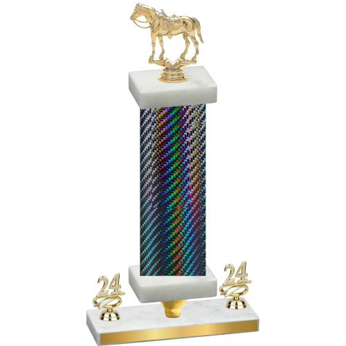 Premium Single Black Carbon Fiber Year Horses Trophy
