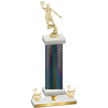 Premium Single Black Carbon Fiber Second Place Basketball Trophy