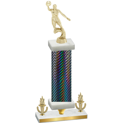 Premium Single Black Carbon Fiber Victory Basketball Trophy
