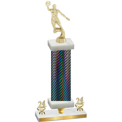 Premium Single Black Carbon Fiber Year Basketball Trophy