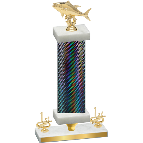 Premium Single Black Carbon Fiber First Place Fishing Trophy