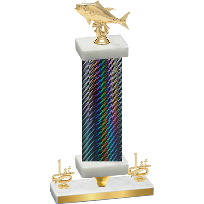 Premium Single Black Carbon Fiber First Place Fishing Trophy