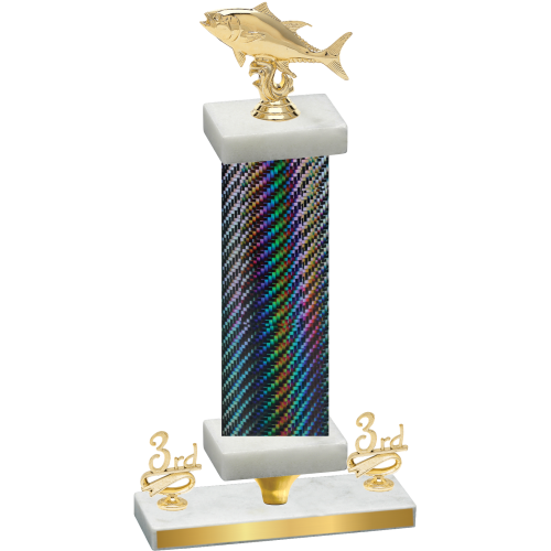 Premium Single Black Carbon Fiber Third Place Fishing Trophy