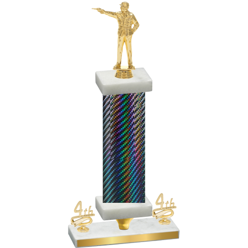 Premium Single Black Carbon Fiber Fourth Place Shooter Trophy