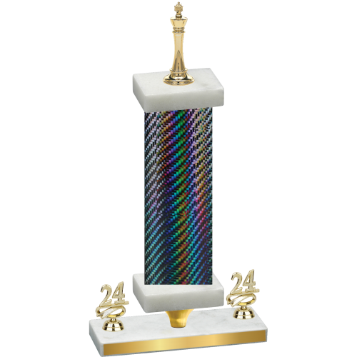 Premium Single Black Carbon Fiber Year Chess Trophy