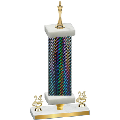 Premium Single Black Carbon Fiber Year Chess Trophy