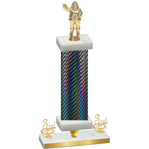 Premium Single Black Carbon Fiber Third Place Holiday Trophy