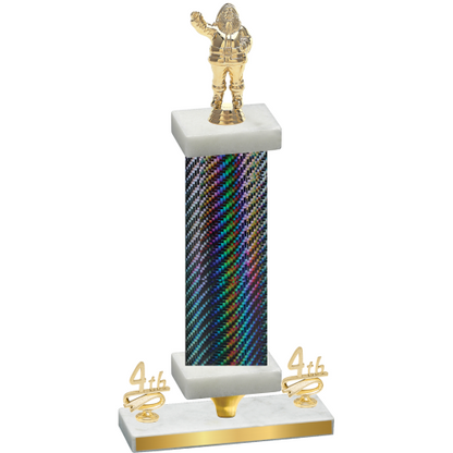 Premium Single Black Carbon Fiber Fourth Place Holiday Trophy