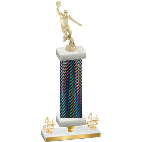 Premium Single Black Carbon Fiber Fourth Place Basketball Trophy
