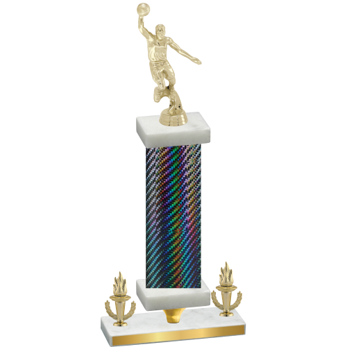 Premium Single Black Carbon Fiber Victory Basketball Trophy