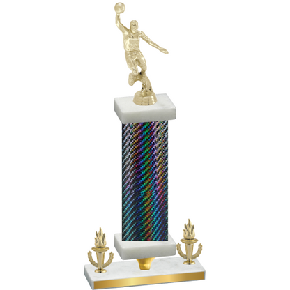 Premium Single Black Carbon Fiber Victory Basketball Trophy