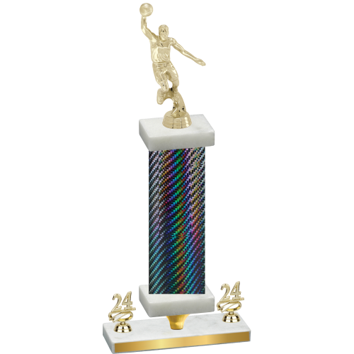 Premium Single Black Carbon Fiber Year Basketball Trophy
