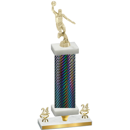 Premium Single Black Carbon Fiber Year Basketball Trophy