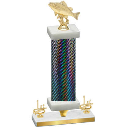 Premium Single Black Carbon Fiber First Place Fishing Trophy