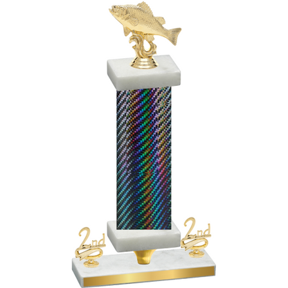 Premium Single Black Carbon Fiber Second Place Fishing Trophy