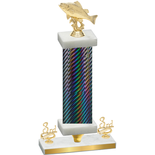 Premium Single Black Carbon Fiber Third Place Fishing Trophy