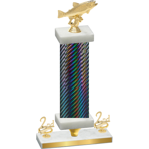 Premium Single Black Carbon Fiber Second Place Fishing Trophy
