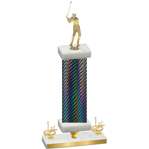 Premium Single Black Carbon Fiber First Place Golf Trophy