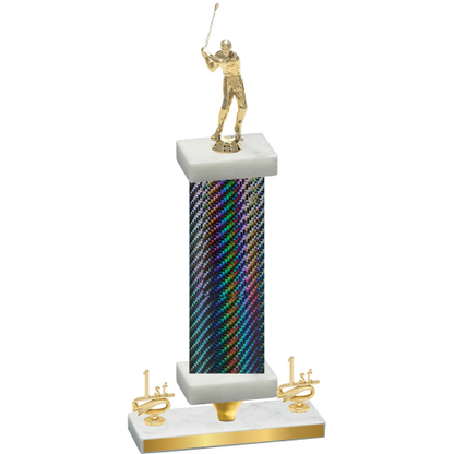 Premium Single Black Carbon Fiber First Place Golf Trophy