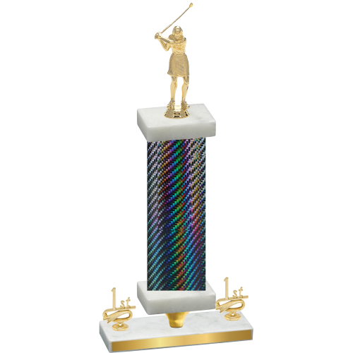 Premium Single Black Carbon Fiber First Place Golf Trophy