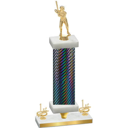 Premium Single Black Carbon Fiber First Place Baseball Trophy