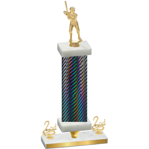 Premium Single Black Carbon Fiber Second Place Baseball Trophy