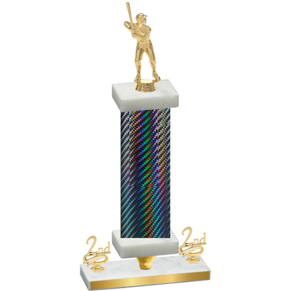 Premium Single Black Carbon Fiber Second Place Baseball Trophy