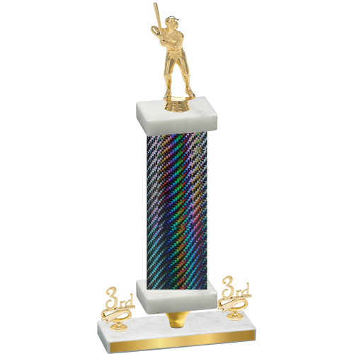 Premium Single Black Carbon Fiber Third Place Baseball Trophy